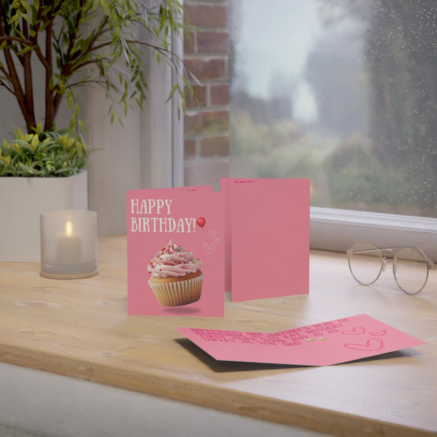Happy Birthday Cupcake Greeting Cards - Festive Celebration Cards for Parties, Love Notes, Birthday Wishes, Stationery Set