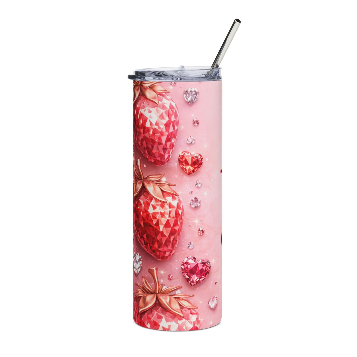 Customized Strawberry Drip Candy Script Tumbler | 20oz Stainless Steel