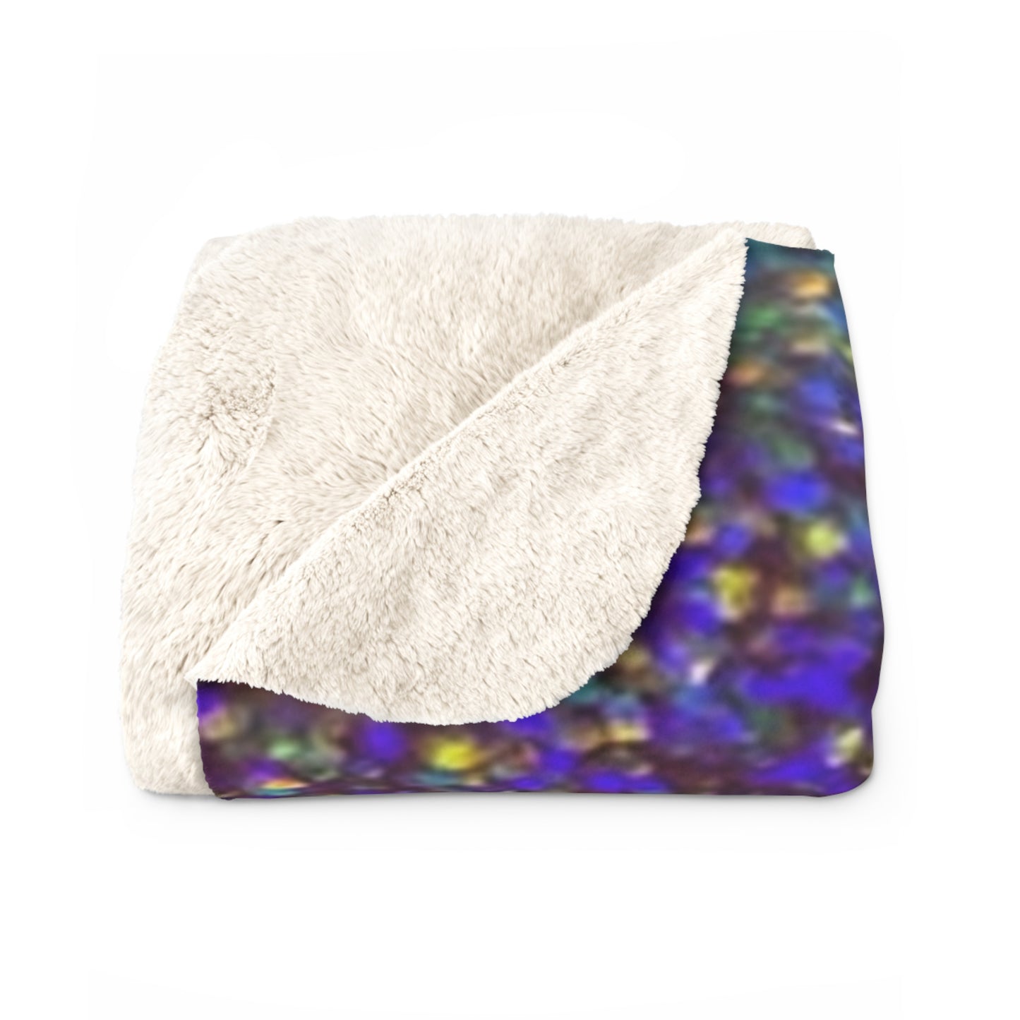 Holographic Rainbow Glitter Print Sherpa Blanket | Plush Fleece Throw