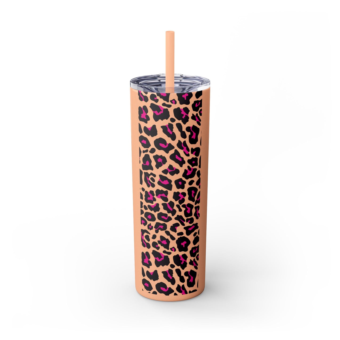 Leopard Print Skinny Tumbler with Straw, 20oz - Perfect for Travel, Gifts, and Everyday Hydration, Stylish Drinkware, Animal Print Tumbler