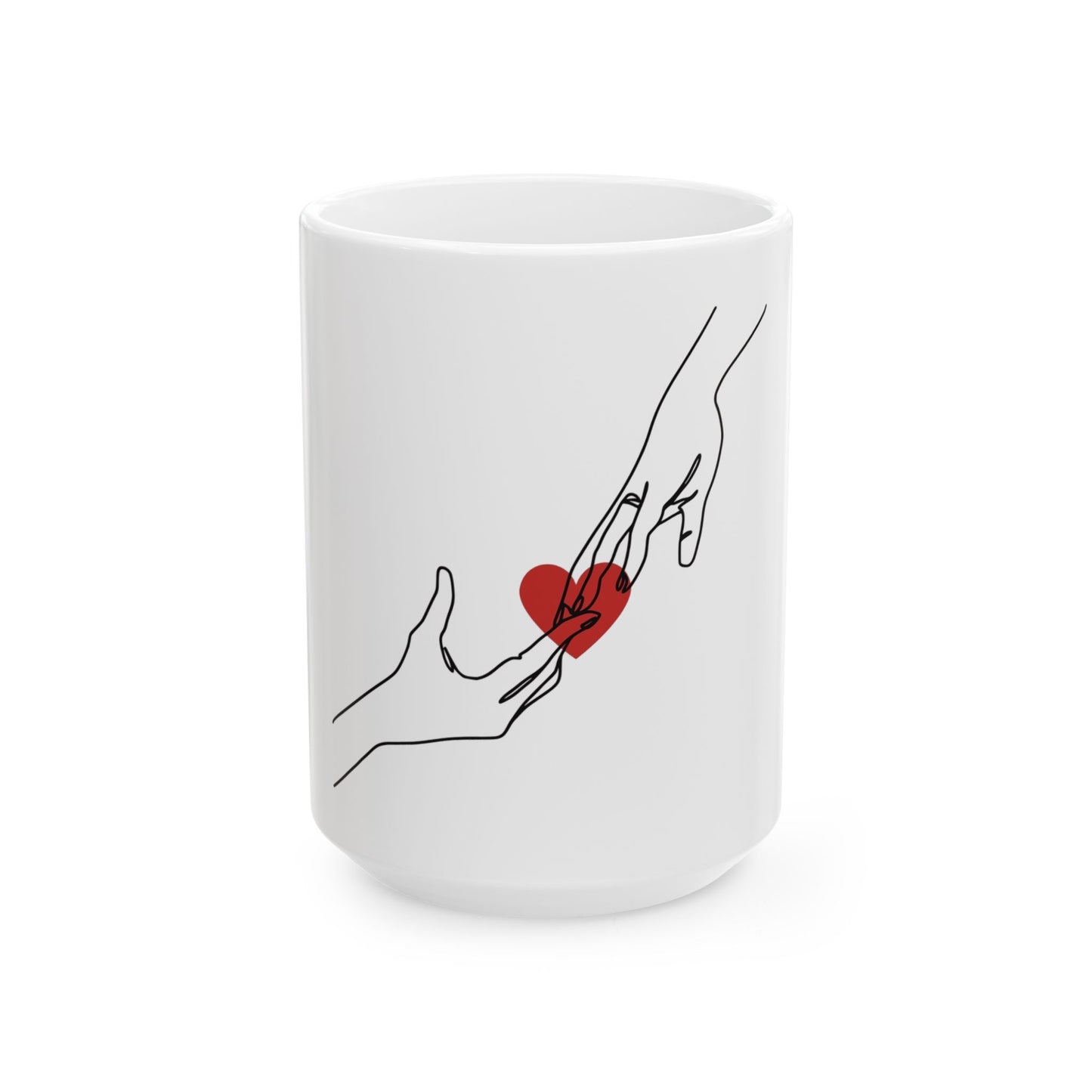 Love Connection Ceramic Mug - Hand-Drawn Heart Design, Gift for Couples, Valentine’s Day, Coffee Lover's Mug, Cute Kitchenware