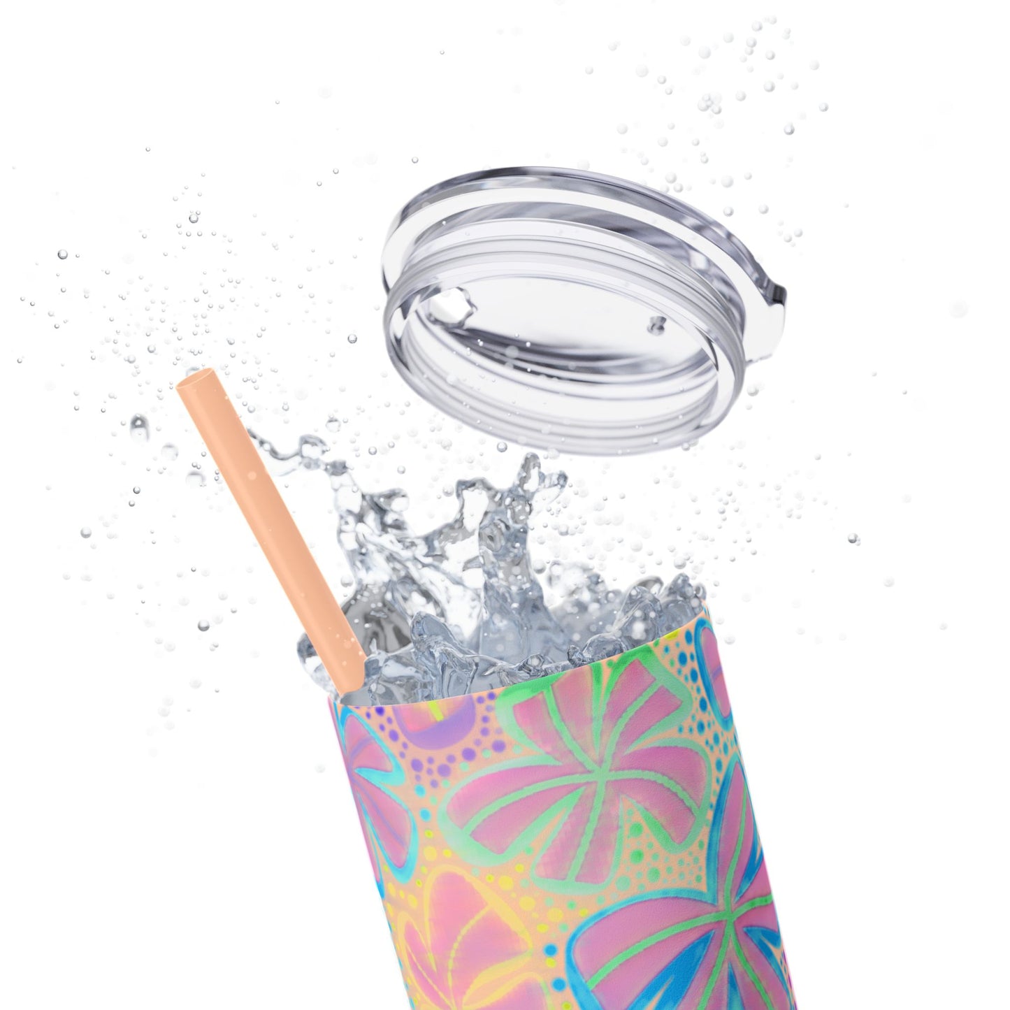 Pastel Butterfly Tumbler, 20oz Drinkware, Spring Decor, Cute Gift for Her, Eco-Friendly Cup, Floral Water Bottle