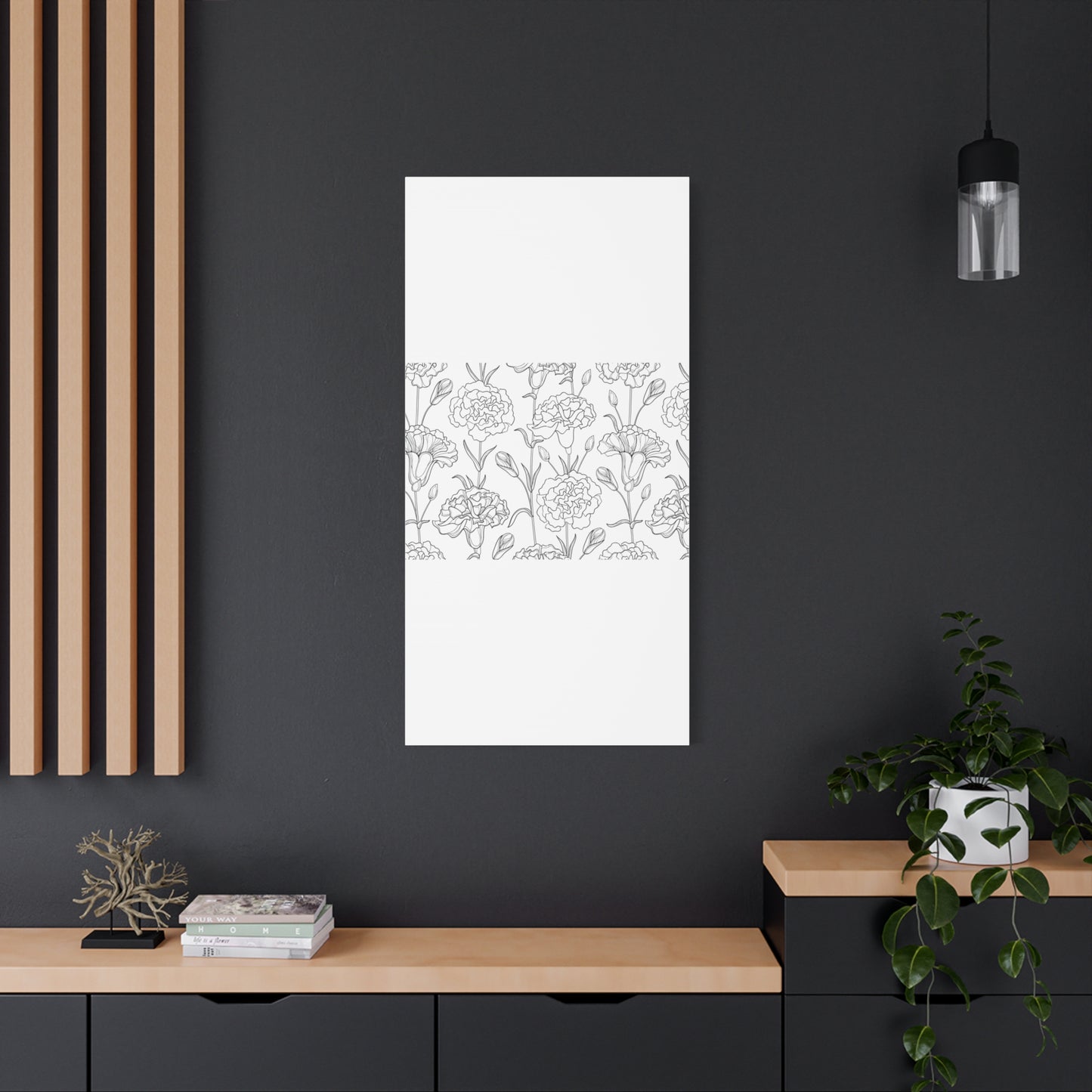 Floral Canvas Art, Stretched Wall Decor, Home Gift, Botanical Print, Modern Design, Matte Finish