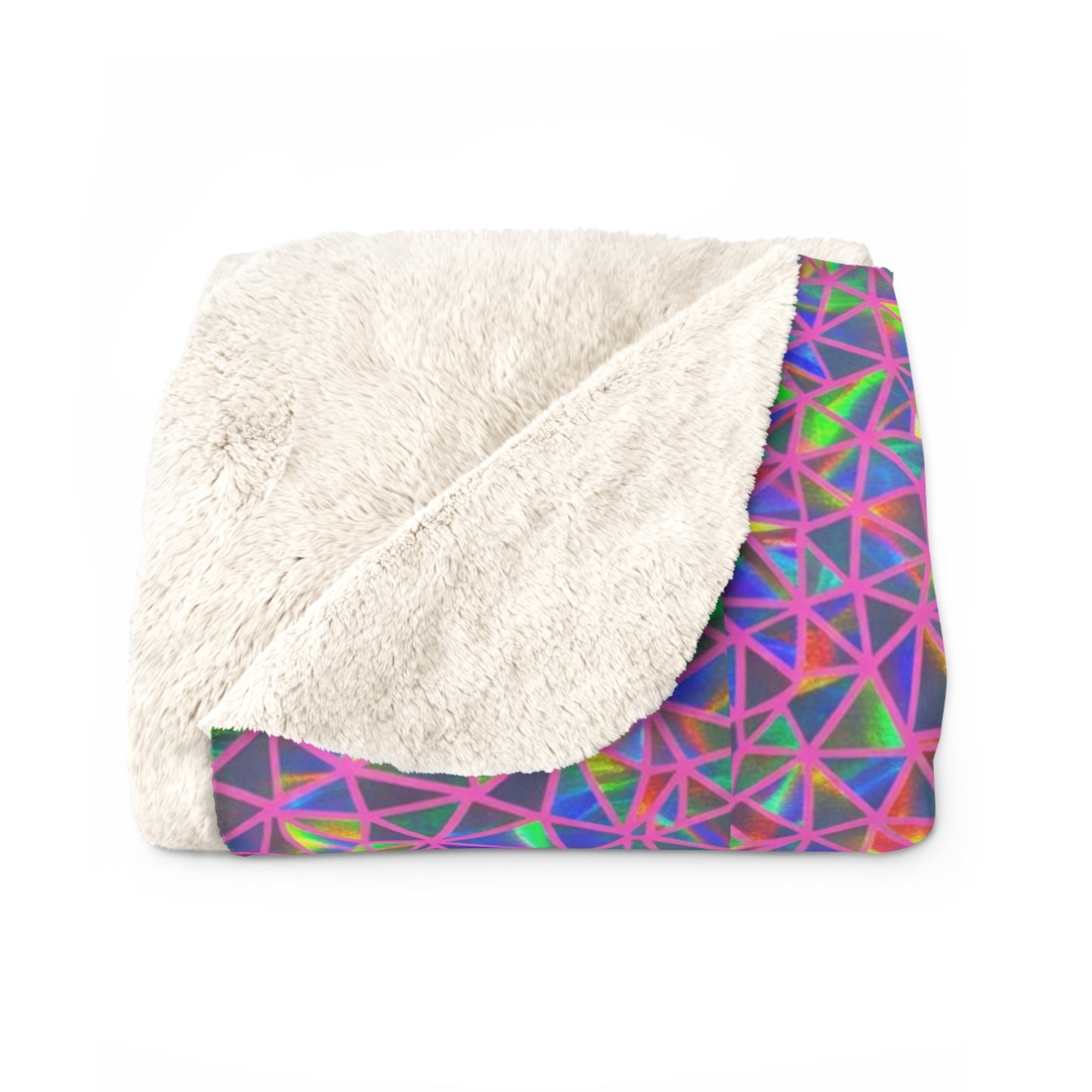 Colorful Geometric Pattern Sherpa Blanket | Rainbow Triangle Mosaic