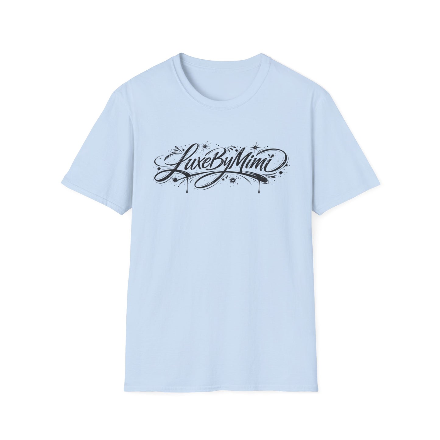 LuxeByMimi Script Tee — Elegant Calligraphy Logo T-Shirt