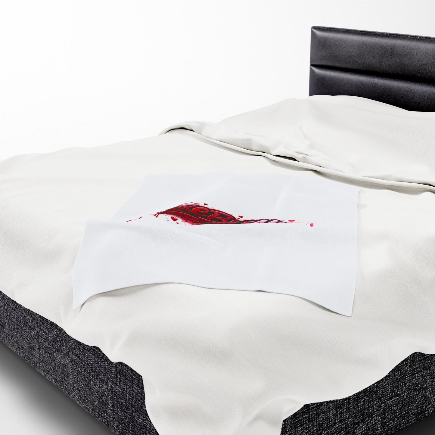 Luxe By Mimi Velvet Plush Blanket — Heart Drip Graphic Cozy Throw
