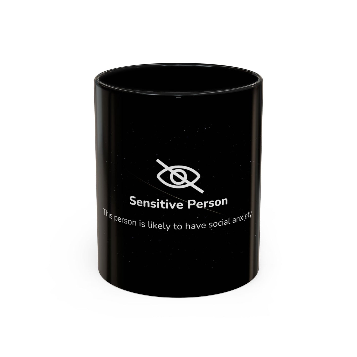 Sensitive Person Social Anxiety Coffee Mug - Black Accent, Gift for Introverts, Social Anxiety Humor, Unique Mug for Tea Lovers, Thoughtful Present