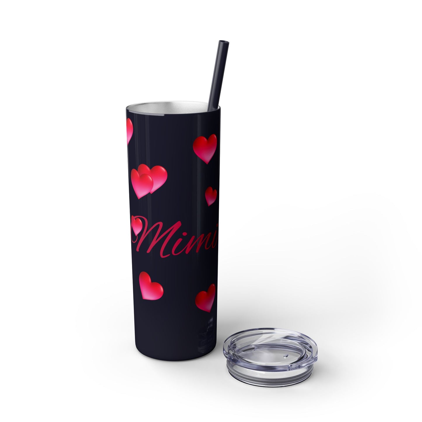 Gepasmaakte Glitter 20oz Dun Tumbler met Pienk Hartpatroon — [Jou Naam Hier]