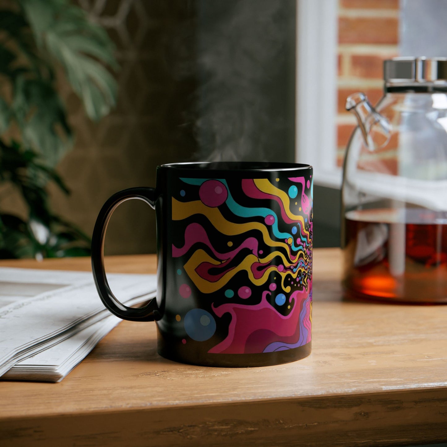 Psychedelic Coffee Mug, Colorful Mug for Coffee Lovers, Boho Gift, Unique Tea Cup, Artistic Drinkware
