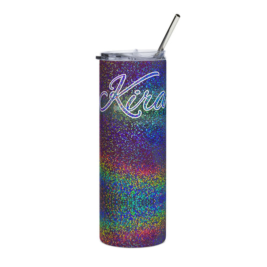 Personalized Rainbow Holographic Name Script Tumbler 20oz Stainless Steel