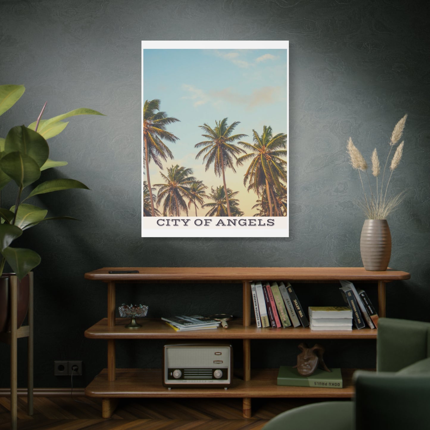 Tropical Palm Tree Canvas Print, City of Angeles Tropical Wall Art, Los Angeles Beach Decor, California Nature Photography, Home Decoration, Gift for Beach Lovers