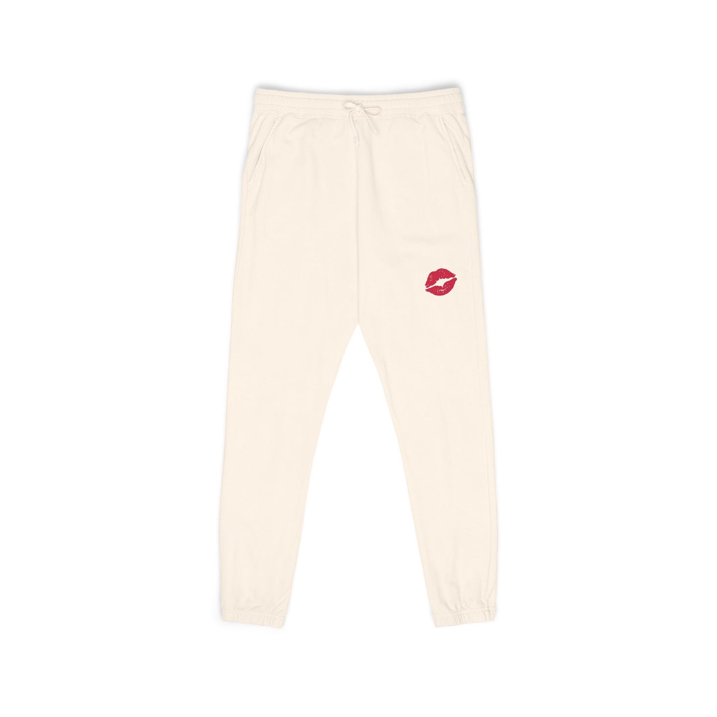 Cozy Fleece Kiss Print Sweatpants, Relaxed Lounge Pants, Unisex Stylish Joggers, Perfect for Casual Days, Gift for Friends, Comfortable Home Wear