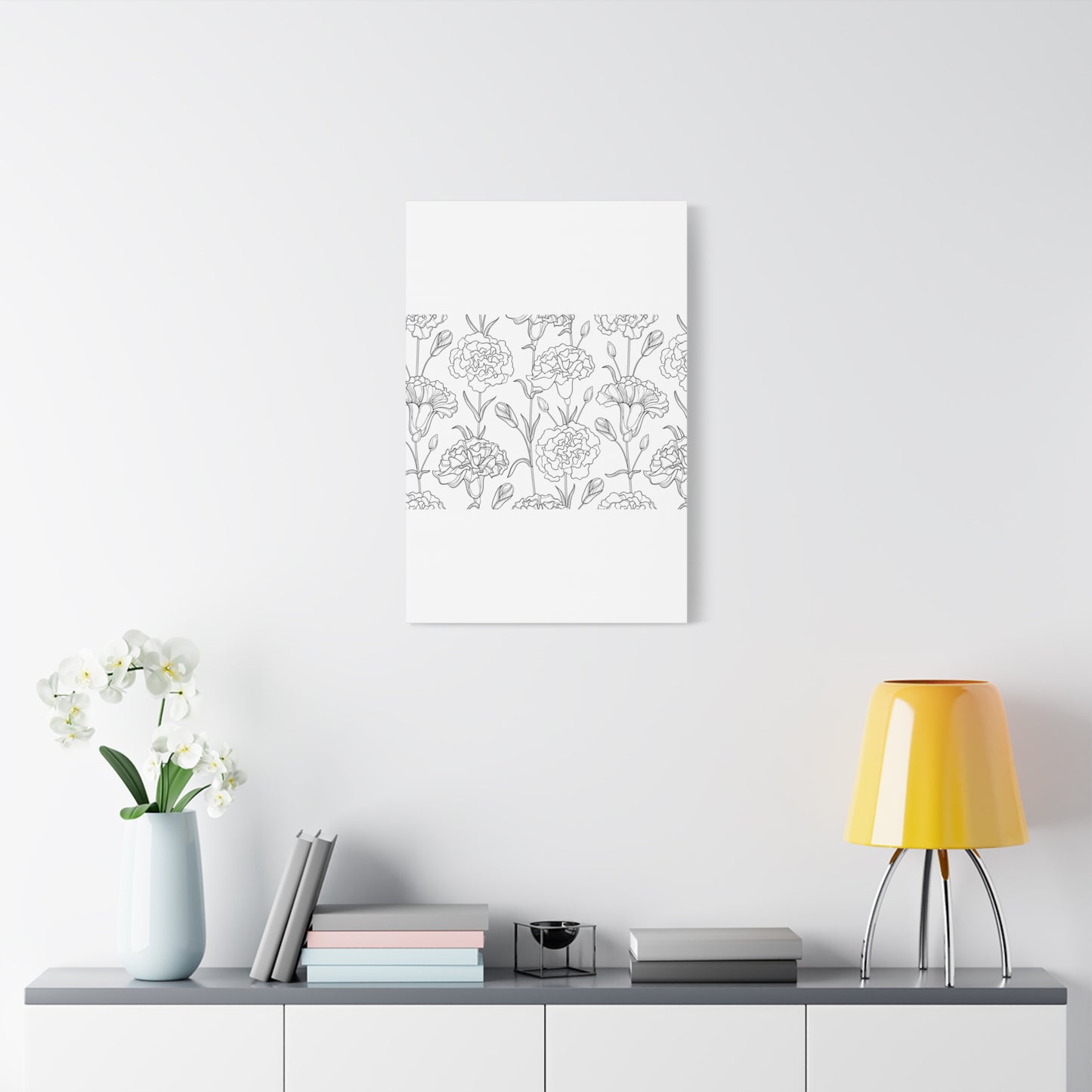 Floral Canvas Art, Stretched Wall Decor, Home Gift, Botanical Print, Modern Design, Matte Finish