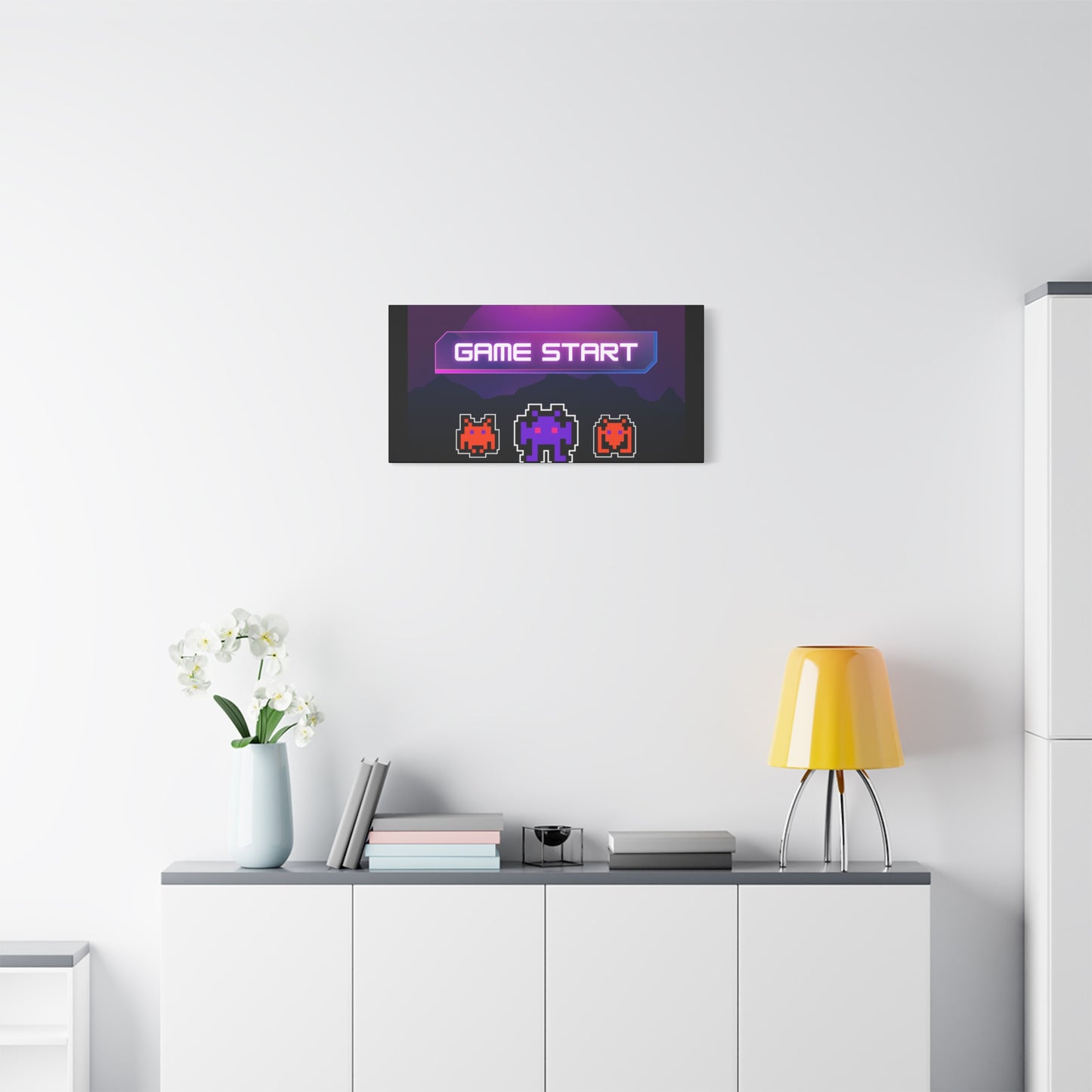 Retro Game Start Canvas Art Print | 80s Gaming Wall Decor, Gamer Gift, Pixel Art, Nostalgic Artwork, Home Decor