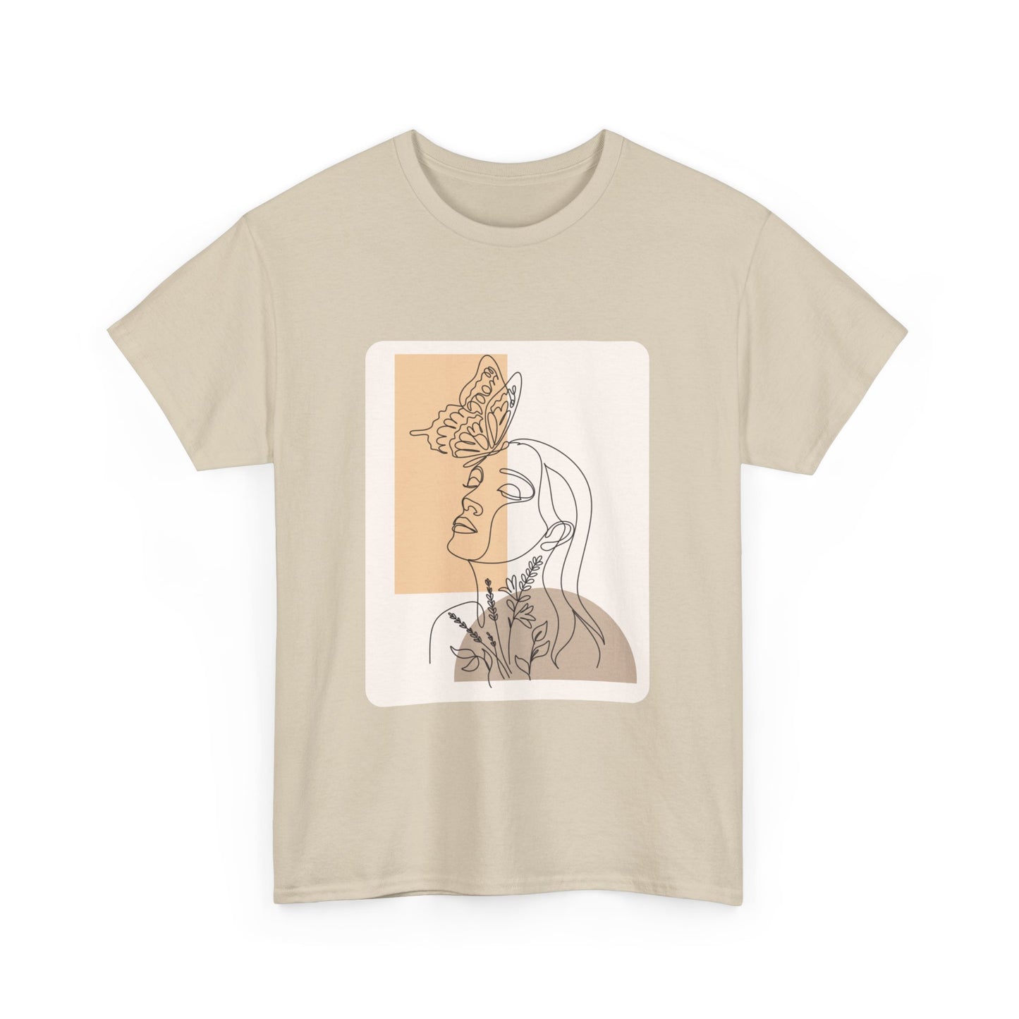 Artistic Unisex Tee: Modern Line Drawing with Butterfly, Perfect for Casual Outings, Gift for Art Lovers, Spring Fashion, Eco-Friendly Wear