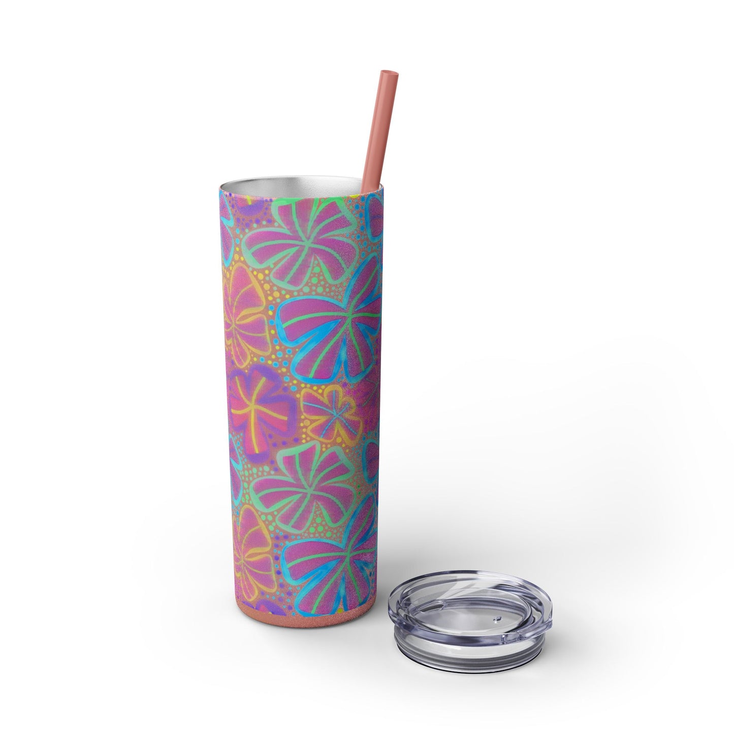 Pastel Butterfly Tumbler, 20oz Drinkware, Spring Decor, Cute Gift for Her, Eco-Friendly Cup, Floral Water Bottle