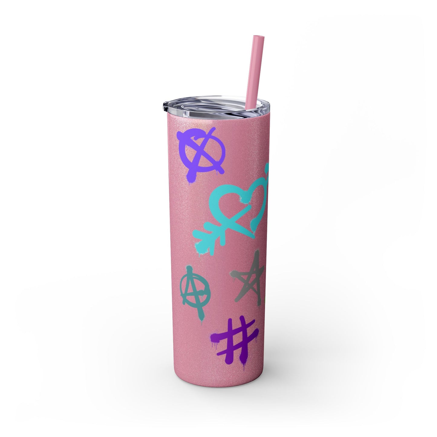 Trendy Skinny Tumbler with Straw, 20oz | Unique Graffiti Style Drinkware for Teens, Gifts, Parties, and Everyday Use