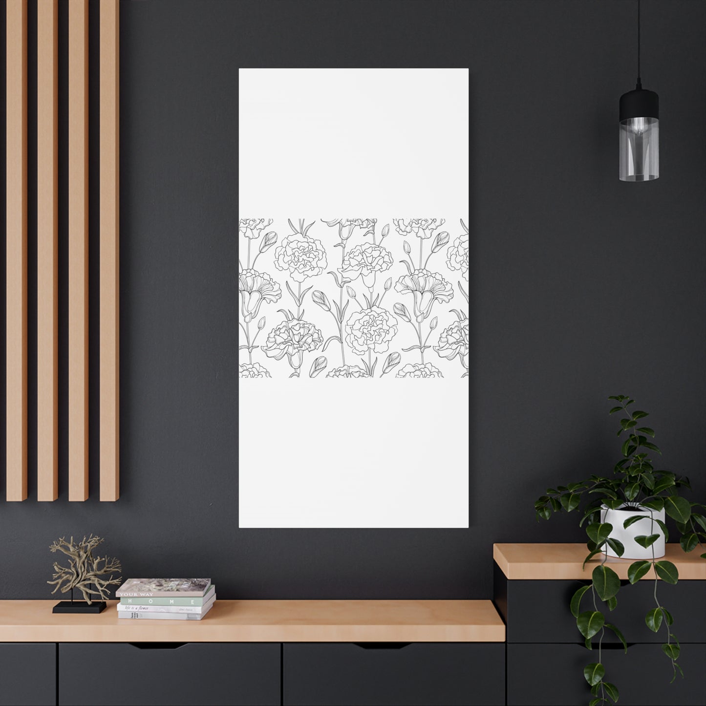 Floral Canvas Art, Stretched Wall Decor, Home Gift, Botanical Print, Modern Design, Matte Finish