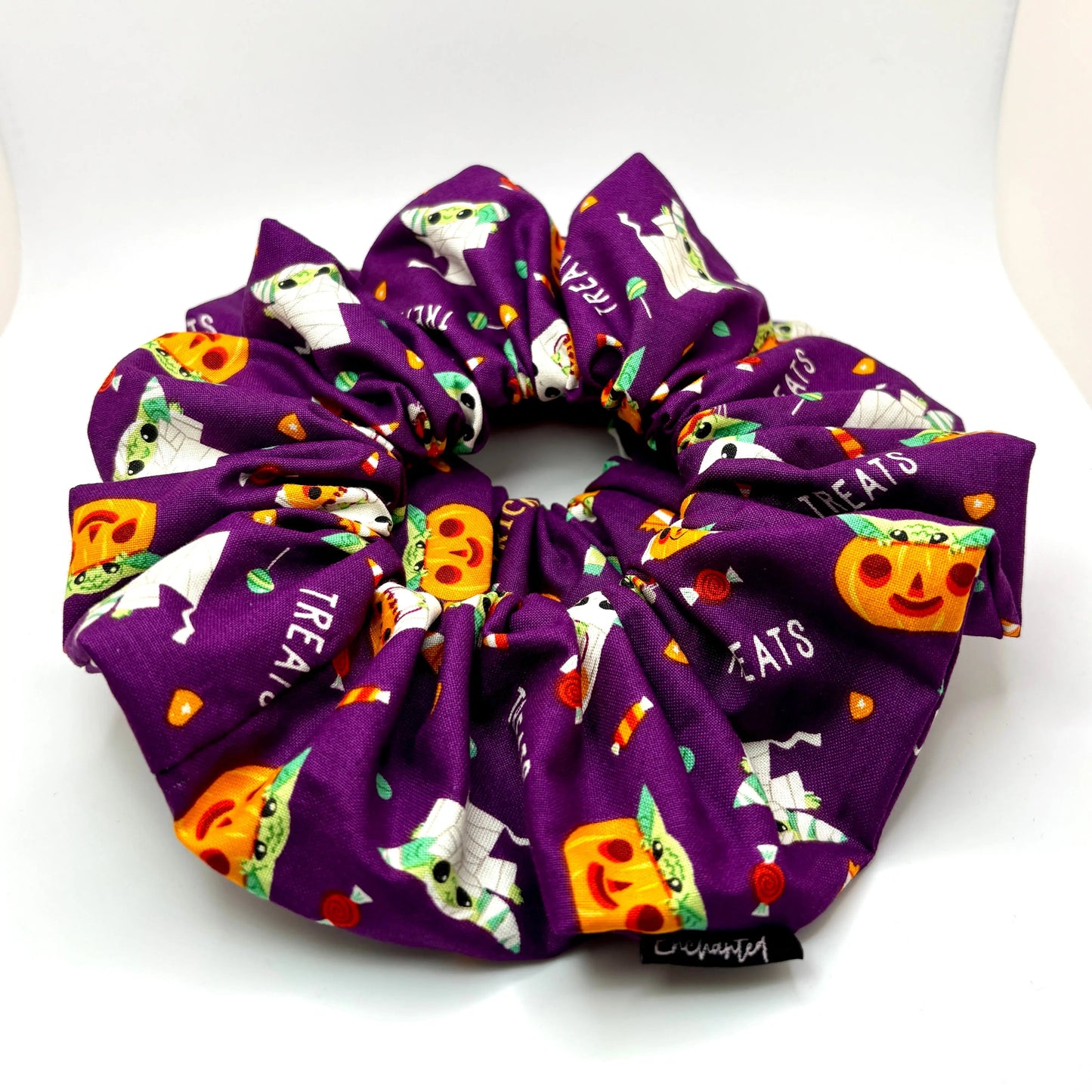 Purple Baby Yoda Halloween Scrunchie