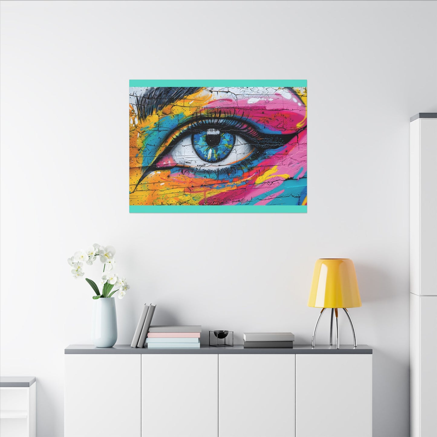 Colorful Eye Street Art Matte Canvas Print
