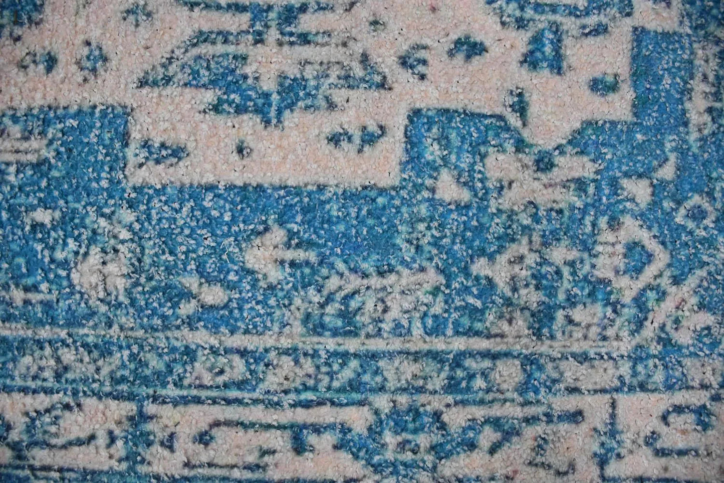 Multi Sizes Handmade Micro Printed Polyester Traditional Oriental Area Rug Blue, White Color-4
