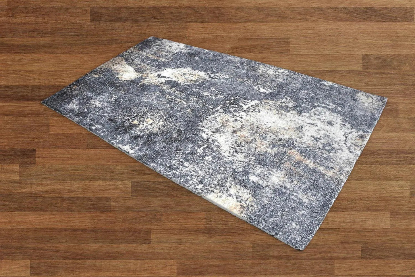 Multi Sizes Handmade Micro Printed Polyester Traditional Oriental Area Rug Gray, White Color-2