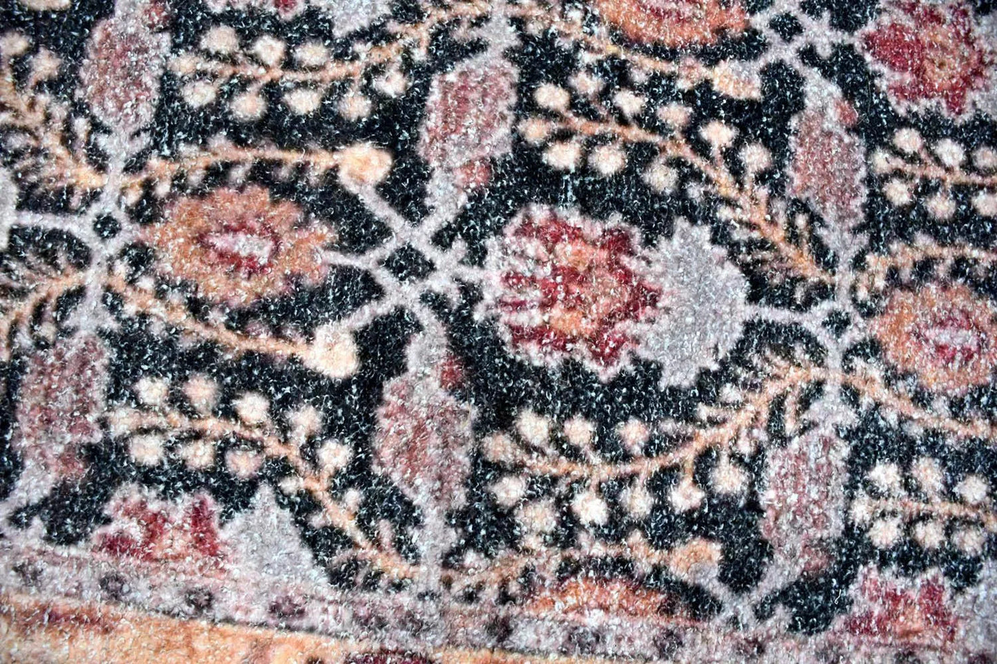 Multi Sizes Micro Printed Hand Woven Polyester Oriental Area Rug Charcoal, Peach Color-3