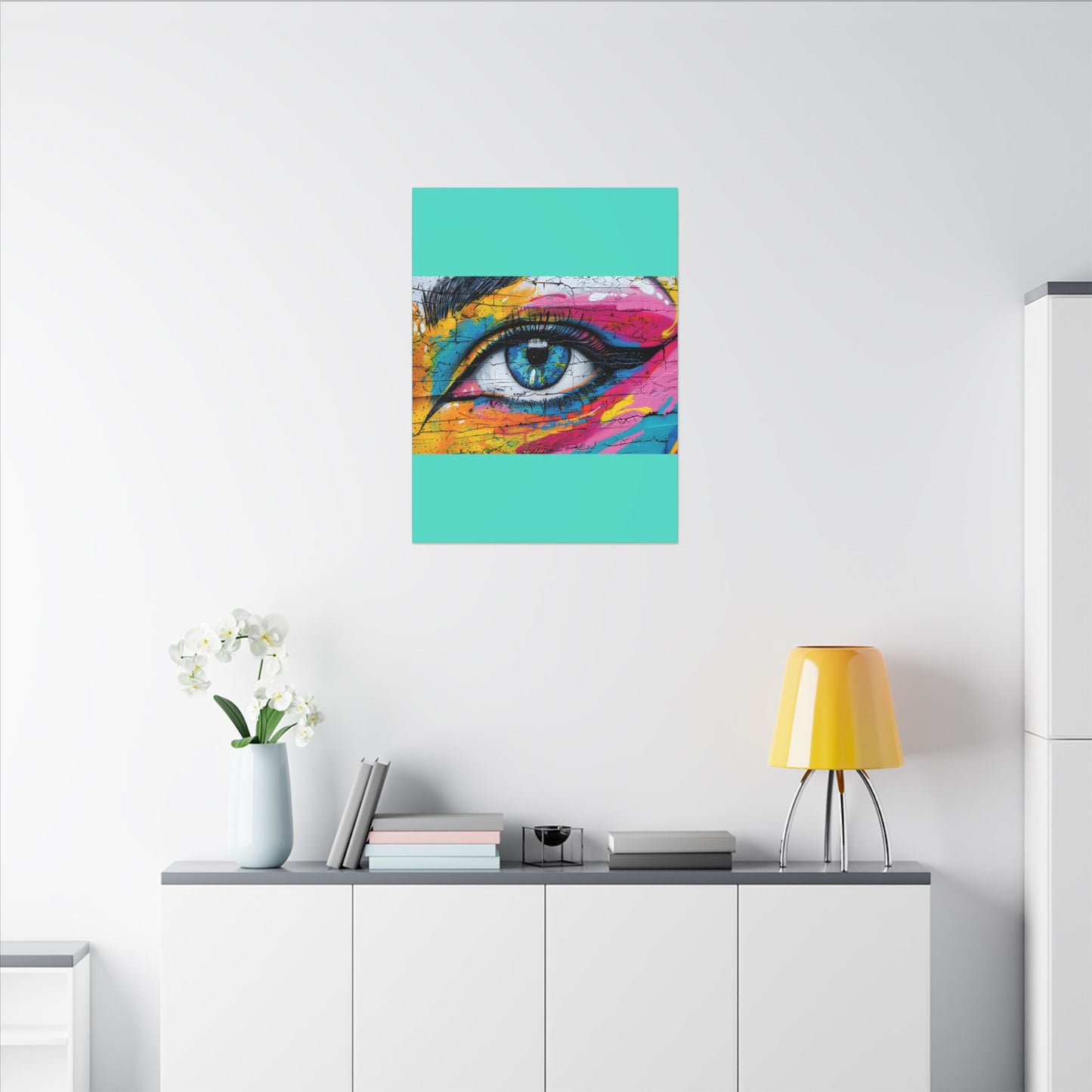 Colorful Eye Street Art Matte Canvas Print
