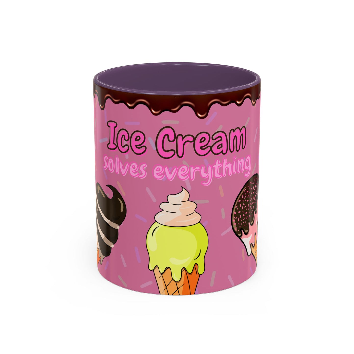 Ice Cream Solves Everything Coffee Mug - Fun Beverage Cup for Ice Cream Lovers, Gift for Holidays, Birthday, Summer