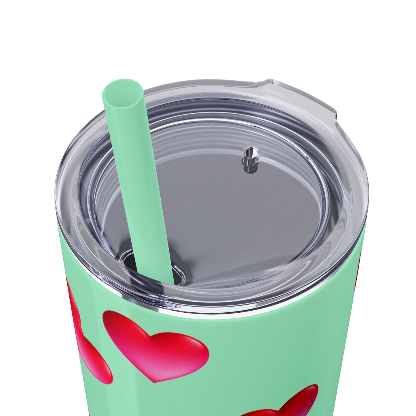 Gepasmaakte Glitter 20oz Dun Tumbler met Pienk Hartpatroon — [Jou Naam Hier]