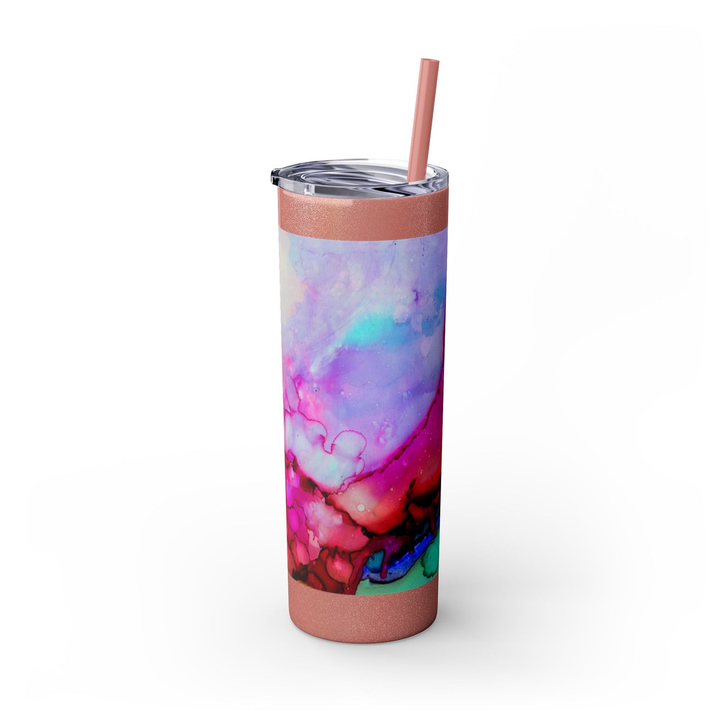 Beautiful Watercolor Splatter Skinny Tumbler with Straw - 20oz, Vibrant Colorful Drinkware for Every Occasion, Perfect Gift for Friends, Reusable Travel Mug, Water [...]