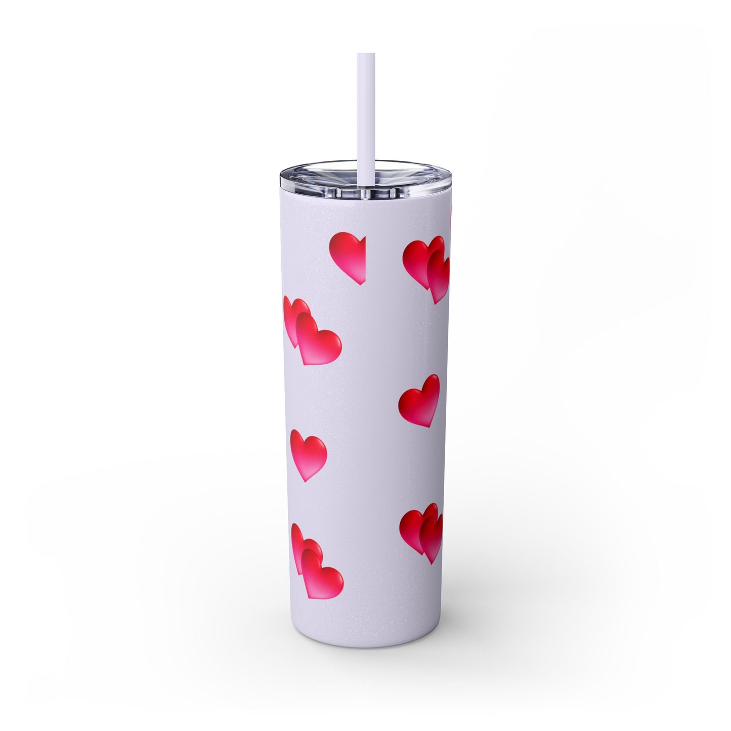 Gepasmaakte Glitter 20oz Dun Tumbler met Pienk Hartpatroon — [Jou Naam Hier]