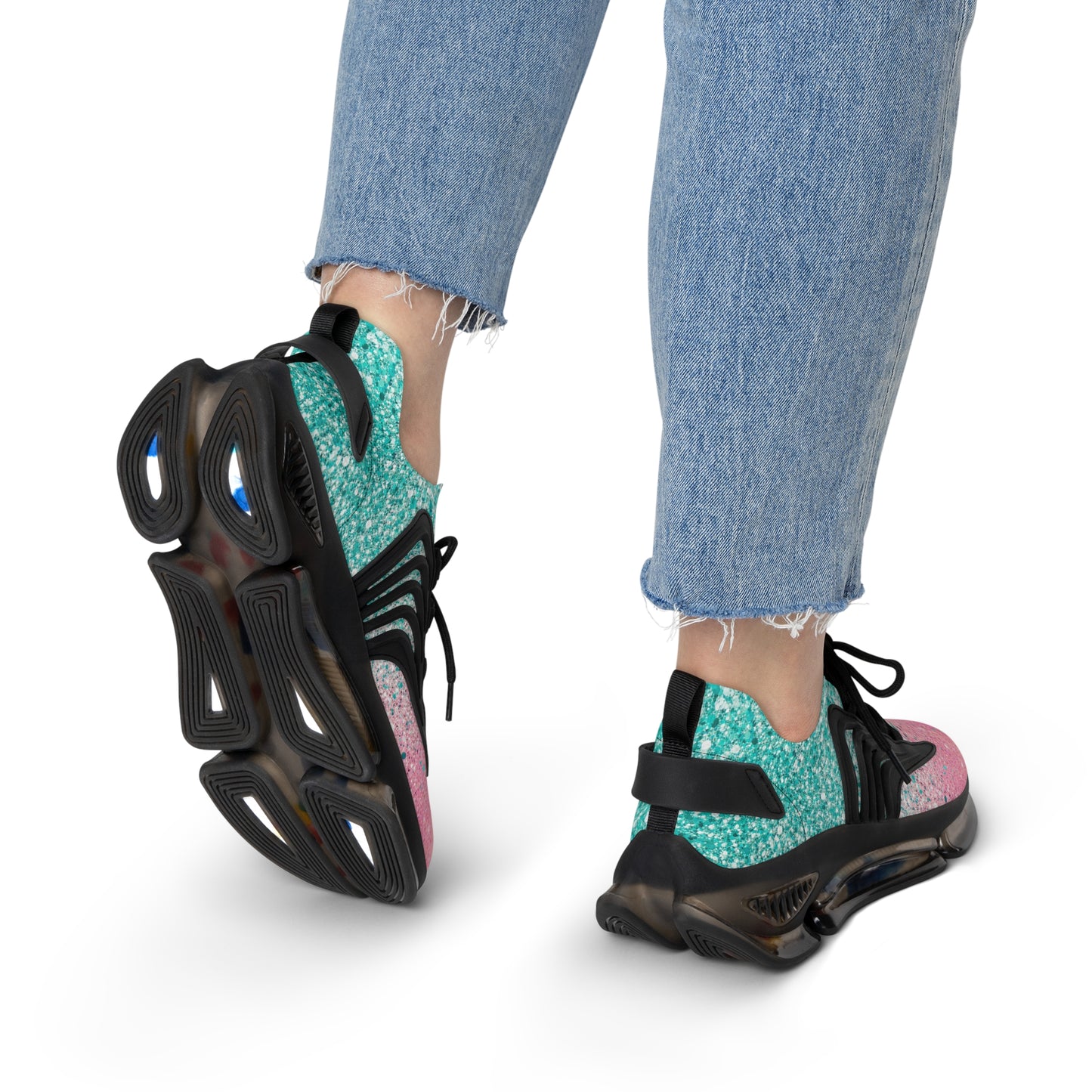 Women's Pink Speckled Mesh Sneakers — Lightweight Casual Running Shoes