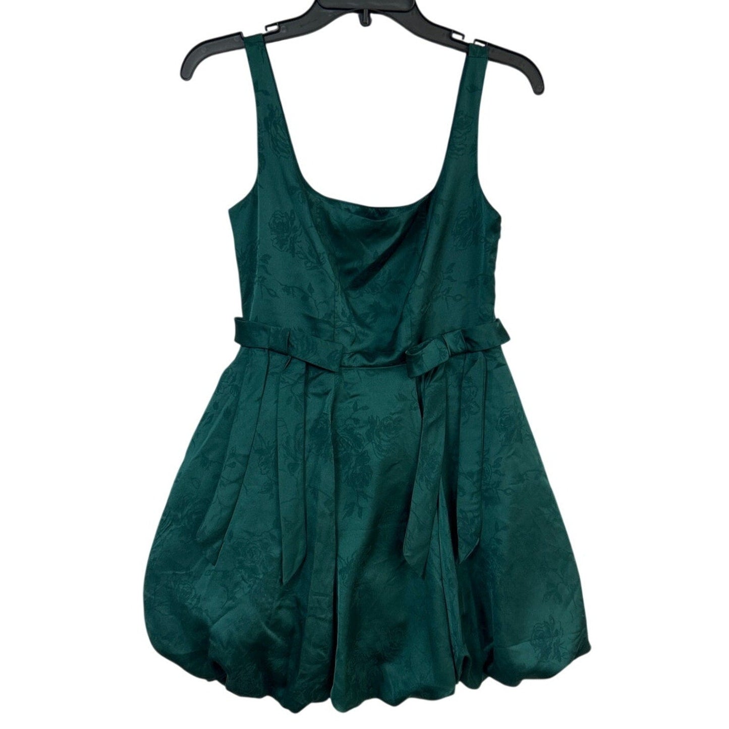New Francescas Womens Large Emerald Green Jacquard Strappy Mini Bubble Dress