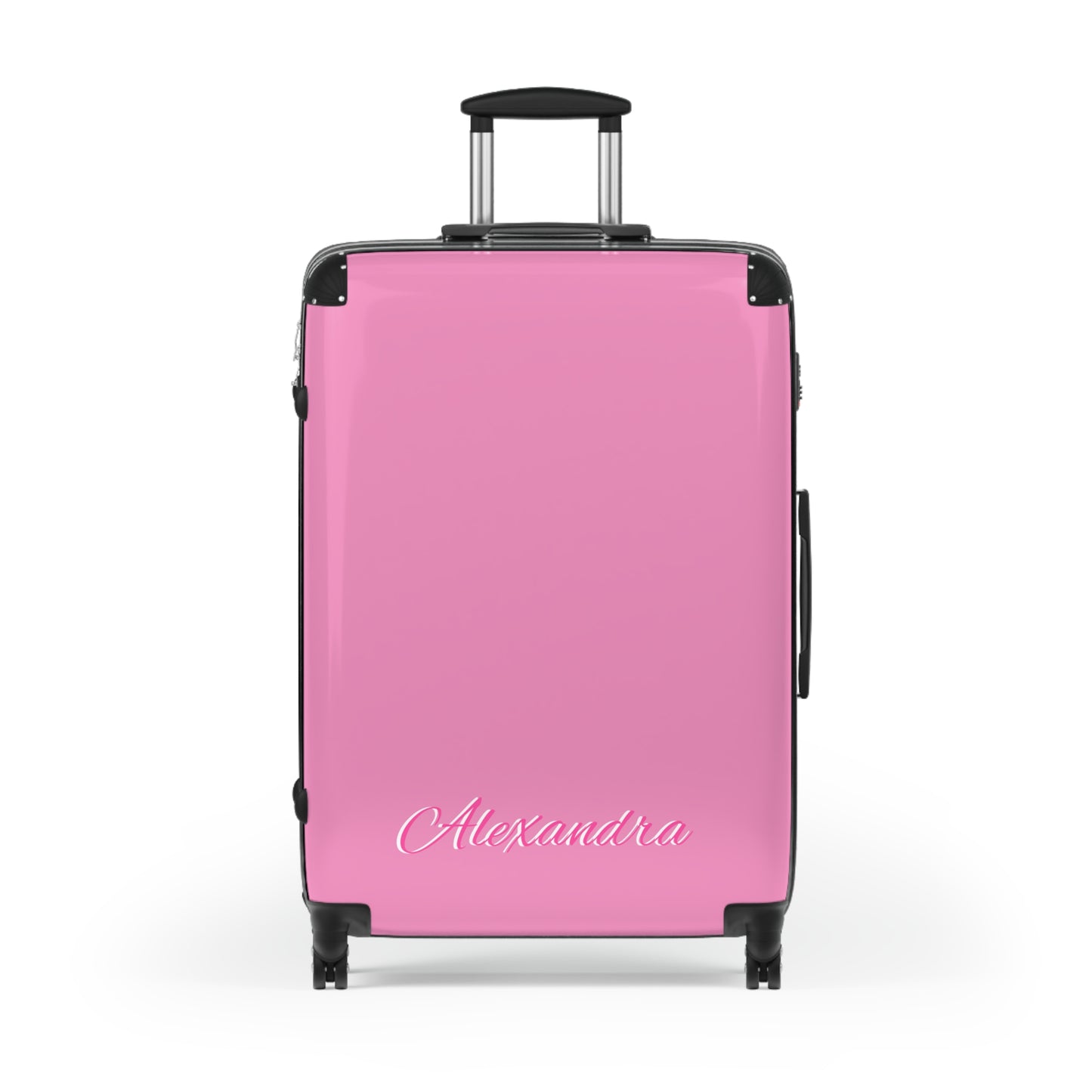Personalized Name Solid Pink Suitcase, Carry-On Luggage, Hard Shell Spinner