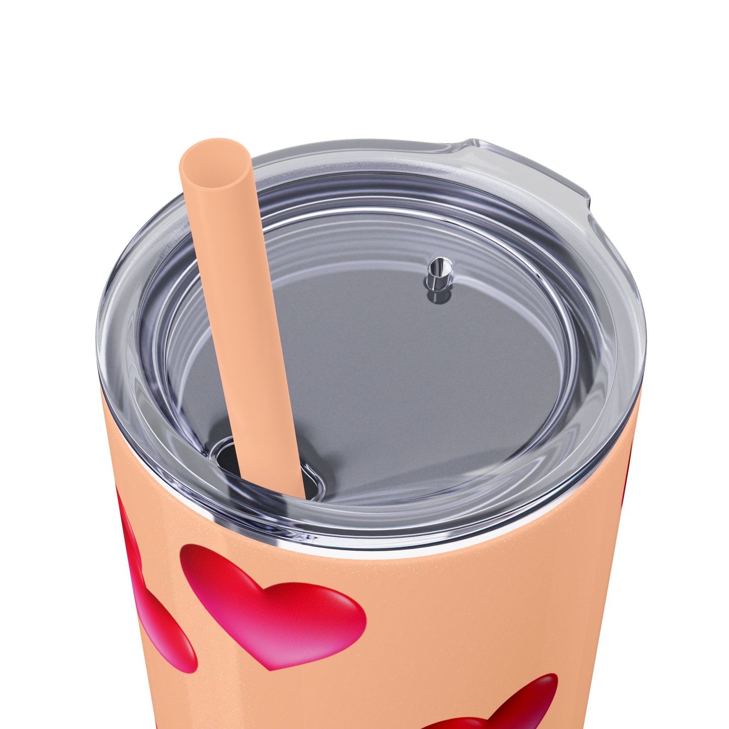 Gepasmaakte Glitter 20oz Dun Tumbler met Pienk Hartpatroon — [Jou Naam Hier]