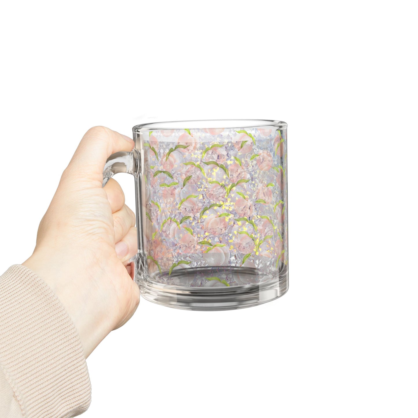 Peach Blossom Pattern Glass Mug 10oz
