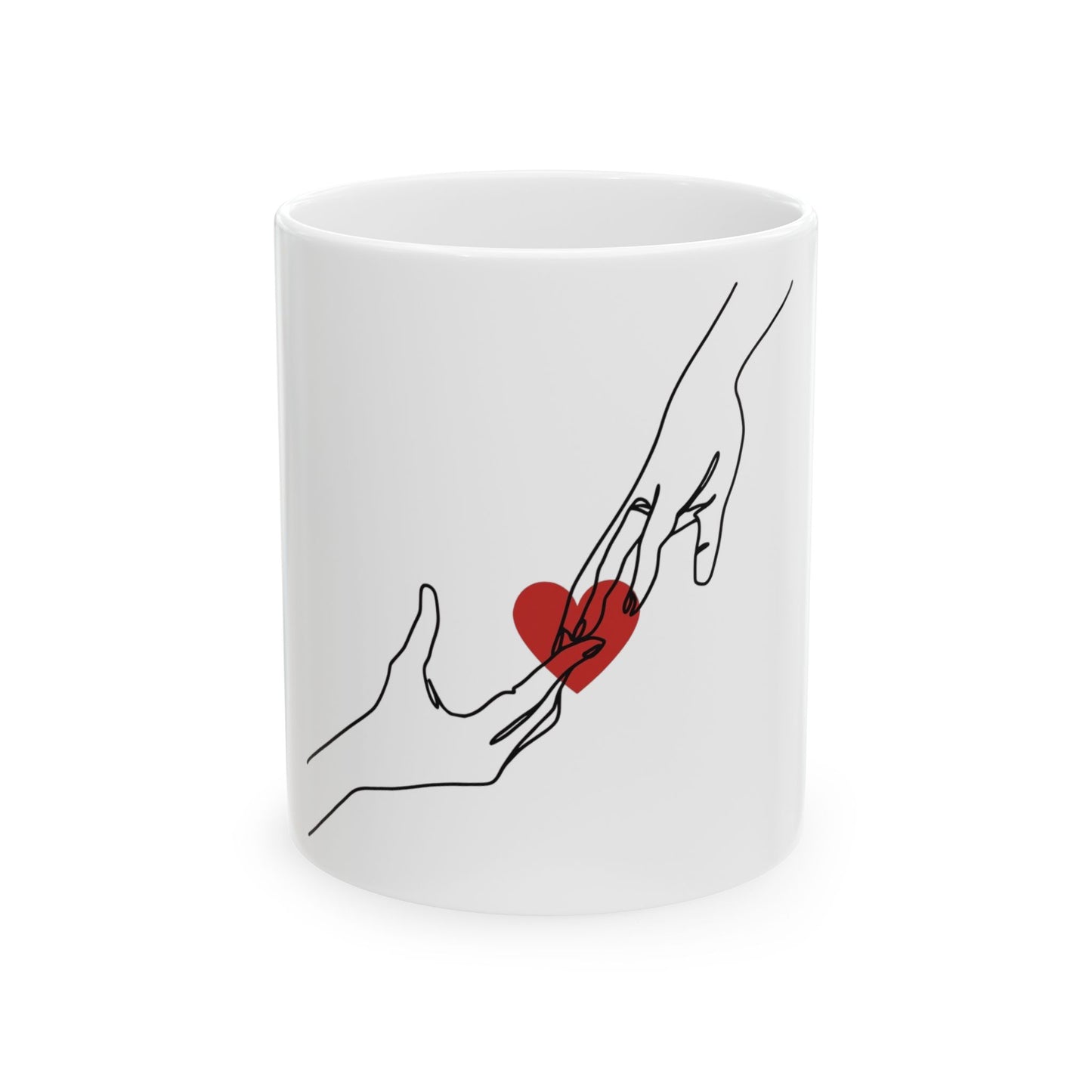 Love Connection Ceramic Mug - Hand-Drawn Heart Design, Gift for Couples, Valentine’s Day, Coffee Lover's Mug, Cute Kitchenware
