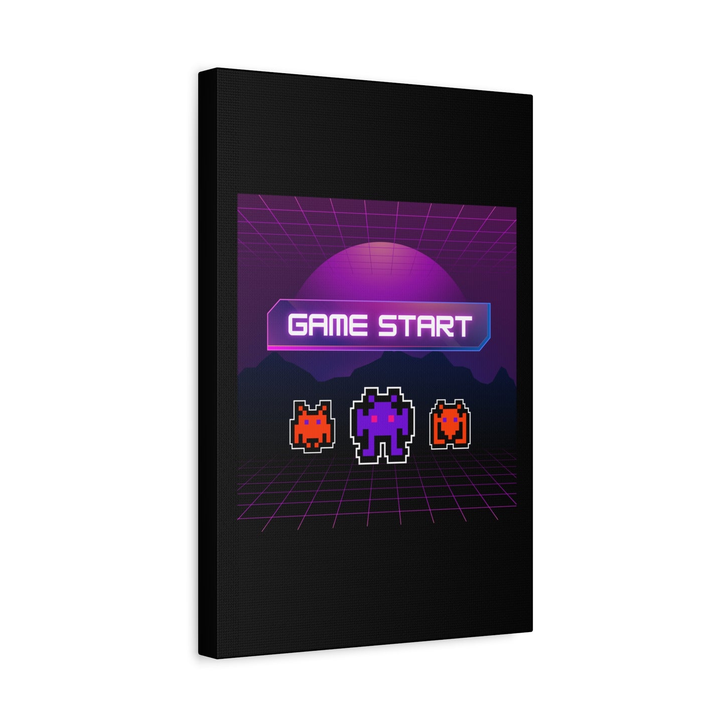 Retro Game Start Canvas Art Print | 80s Gaming Wall Decor, Gamer Gift, Pixel Art, Nostalgic Artwork, Home Decor