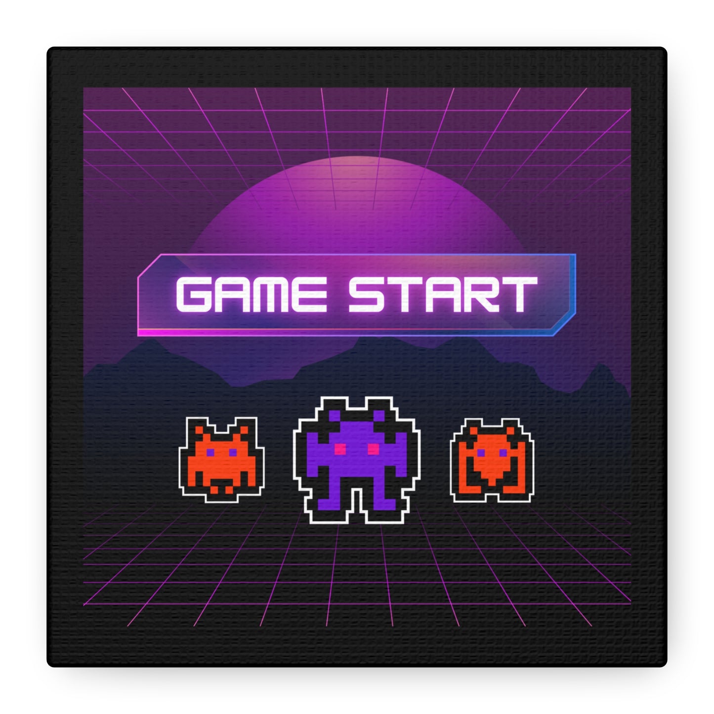 Retro Game Start Canvas Art Print | 80s Gaming Wall Decor, Gamer Gift, Pixel Art, Nostalgic Artwork, Home Decor