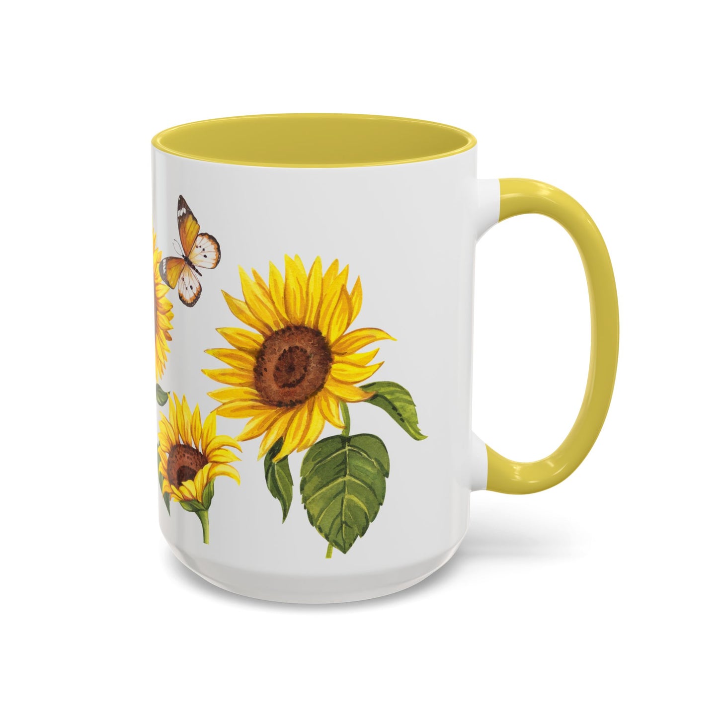 Sunflower Butterfly Mug - Cheerful Coffee Cup, Flower Mug, Gift for Garden Lovers, Spring Decor, Nature Inspired Kitchenware