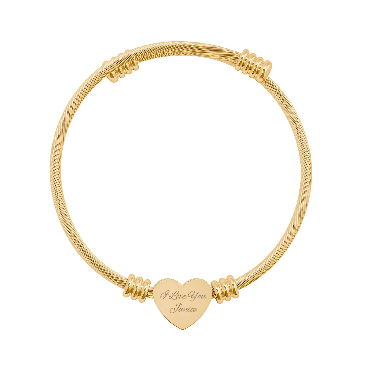 Customized Heart Cuff Bracelet (Engraving) - Add your name!
