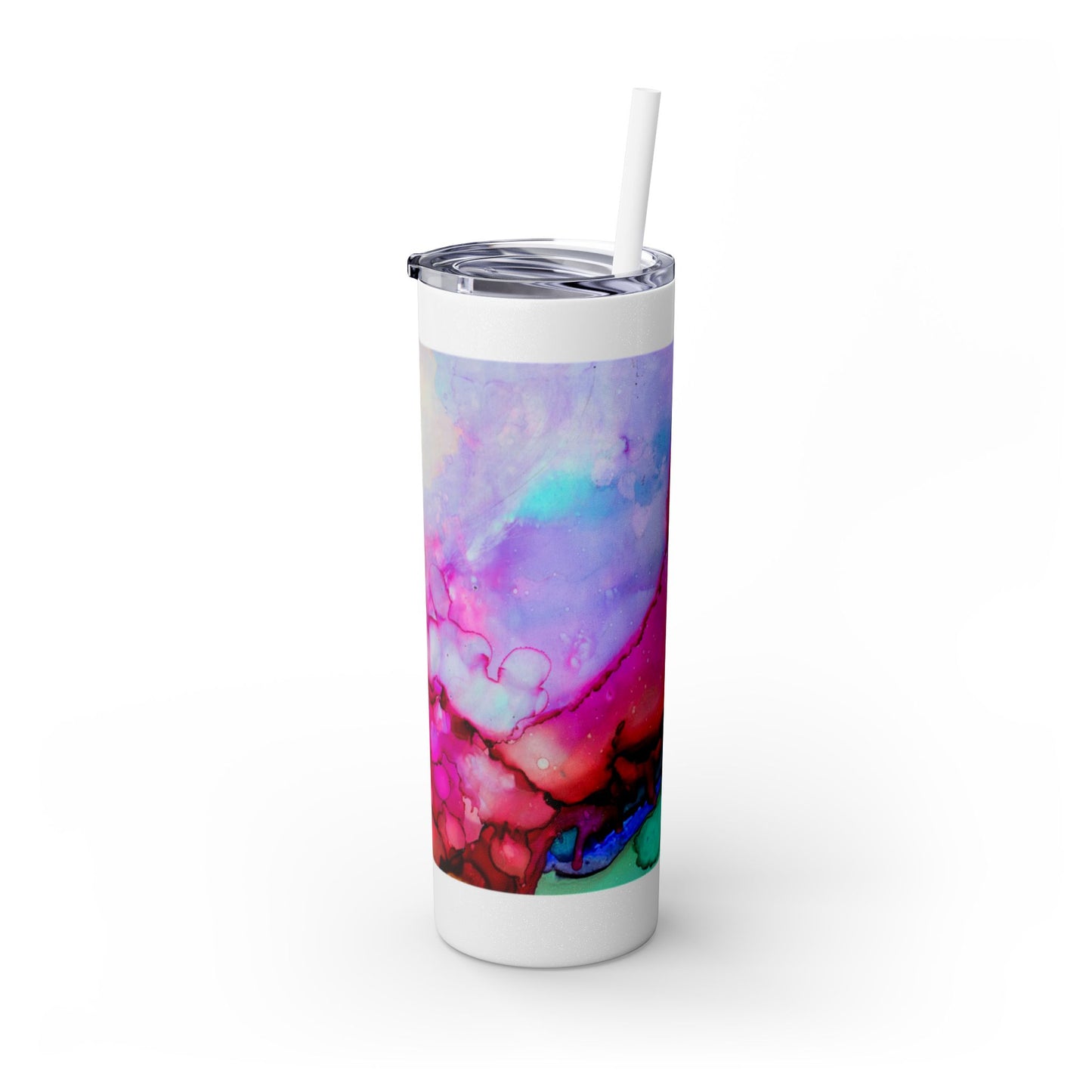 Beautiful Watercolor Splatter Skinny Tumbler with Straw - 20oz, Vibrant Colorful Drinkware for Every Occasion, Perfect Gift for Friends, Reusable Travel Mug, Water [...]