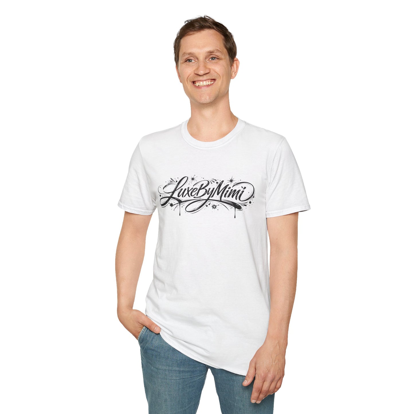 LuxeByMimi Script Tee — Elegant Calligraphy Logo T-Shirt