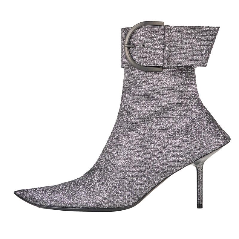 New Brand Sexy Women's Ankle Boots Thin High Heel Pointed Toe Fashion Zipper Short Boots Party Shoes Black Green Big Size