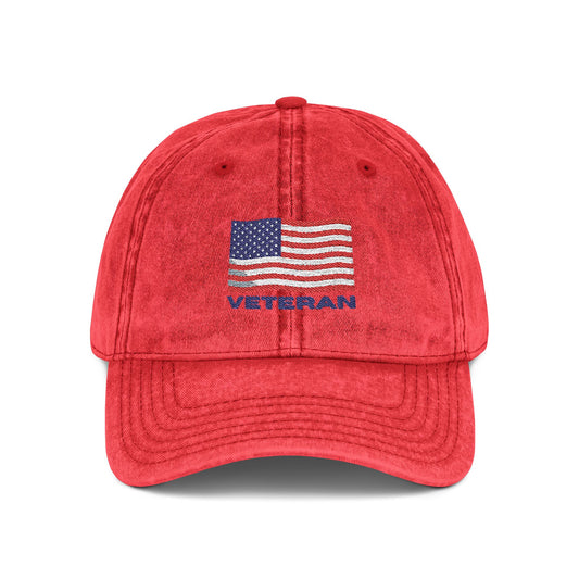 Vintage Veteran Cap with Embroidered American Flag, Gifts for Veterans, Patriotic Accessories, Distressed Red Baseball Hat, Memorial [...]