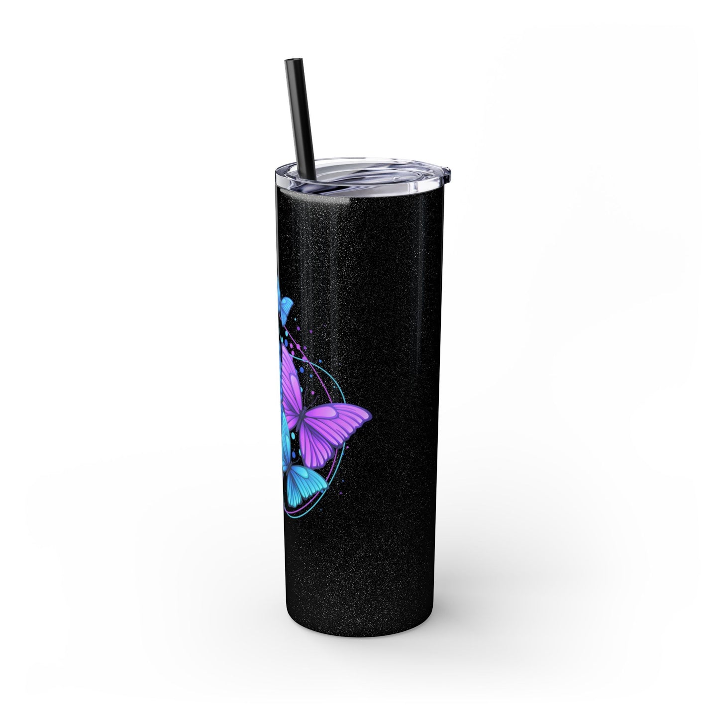 Butterfly Design Skinny Tumbler with Straw - 20oz Travel Mug