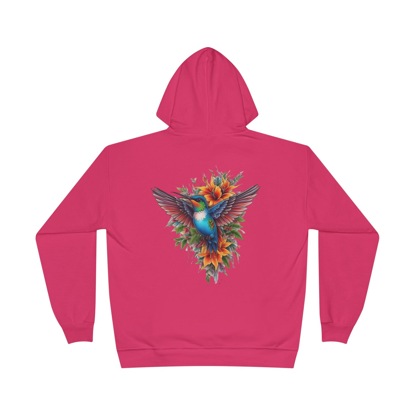 Vibrant Hummingbird Hoodie, Eco-Friendly Pullover, Perfect Gift for Nature Lovers, Spring Fashion, Unique Floral Design
