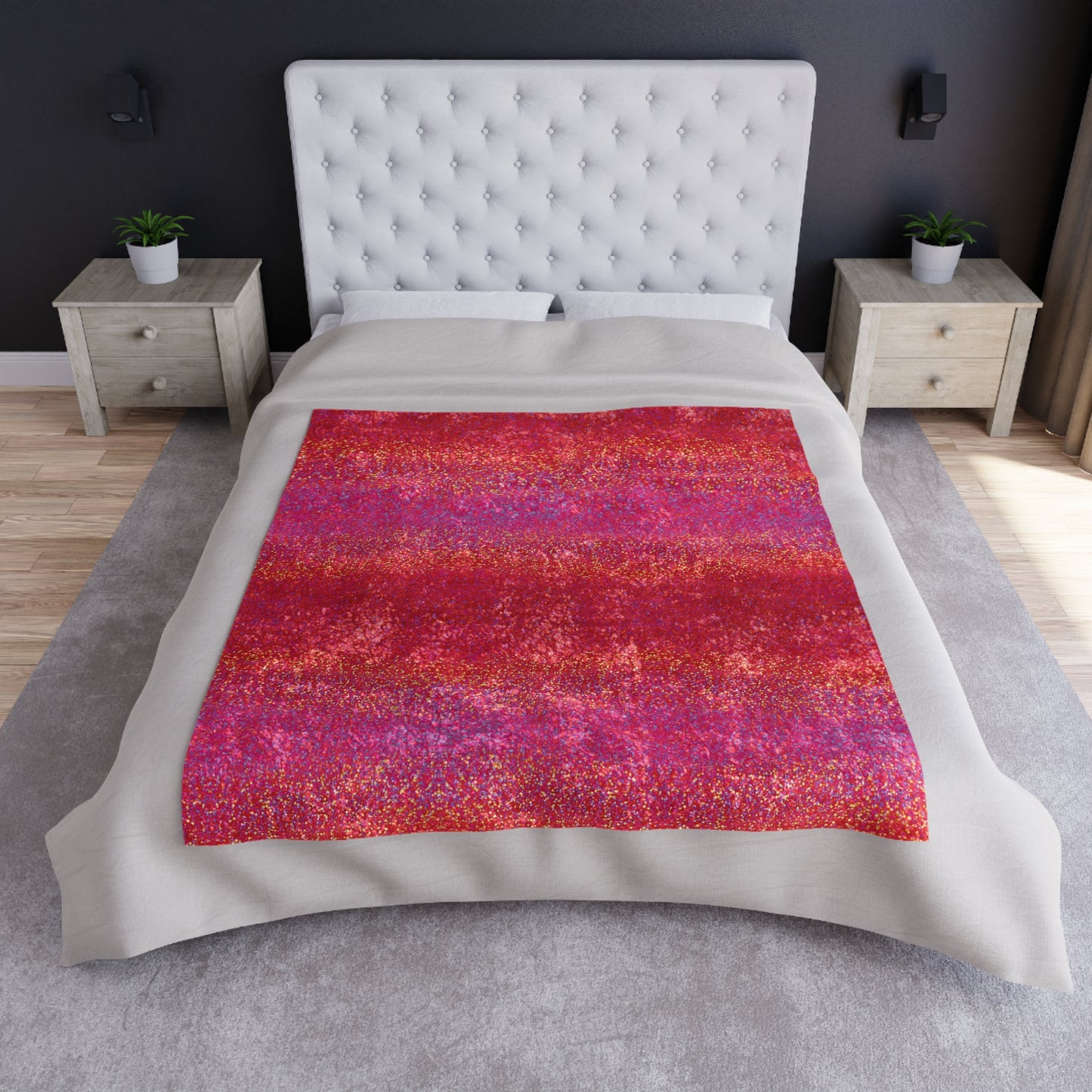 Crushed Velvet Blanket — Luxe Red-Pink Ombre Throw for Cozy Living, Gift, Valentine’s
