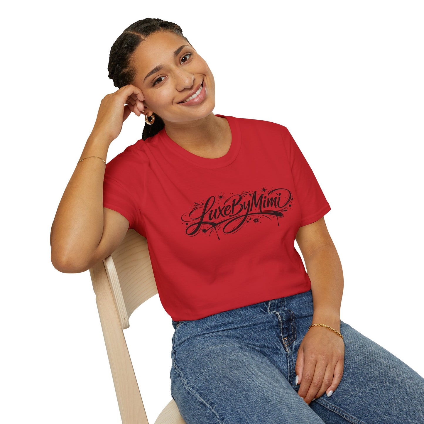 LuxeByMimi Script Tee — Elegant Calligraphy Logo T-Shirt